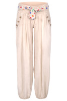 malito Damen Pumphose in Unifarben | leichte Stoffhose | super Freizeithose für den Strand | Haremshose - lässig 3417 (beige)