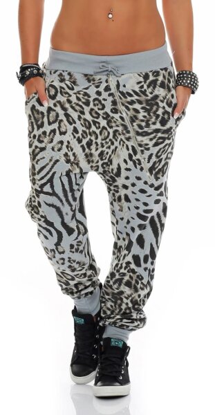 Sweatpants mit Leoparden Print 3344 (hellgrau)