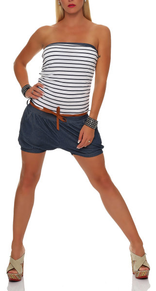 Einteiler kurz Marine Look Jumpsuit 9646 (weiß)