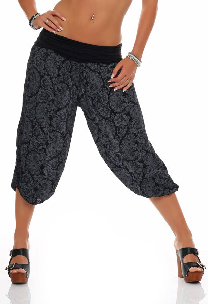 Capri Hose mit Orient Print 8581 (schwarz)