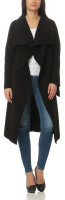Mantel lang mit Wasserfall Schnitt Coat 3040 schwarz