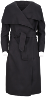 Mantel lang mit Wasserfall Schnitt Coat 3040 schwarz