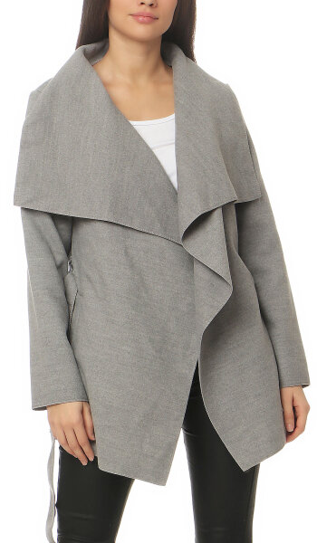 Mantel kurz mit Wasserfall Schnitt Coat 3041 (hellgrau)