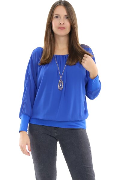 Bluse mit passender Kette 1133 (blau)