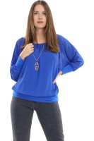 Bluse mit passender Kette 1133 (blau)
