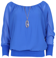 Bluse mit passender Kette 1133 (blau)