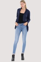 Strickjacke lang meliert Weste 5021 (dunkelblau)