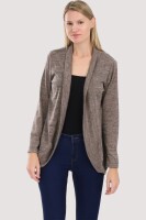 Strickjacke lang meliert Weste 5021 (fango)