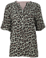 Bluse mit Leoparden Print 6702 (oliv)