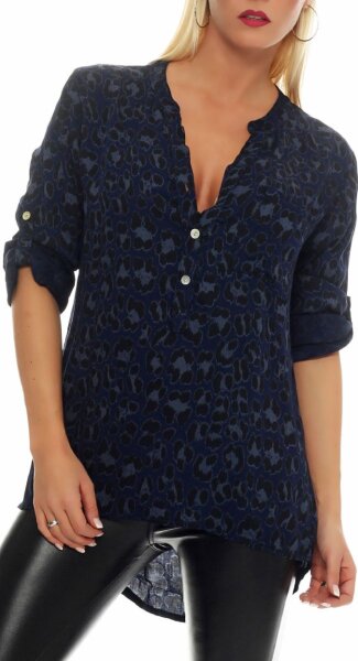 Bluse mit Leoparden Print 6702 (dunkelblau)