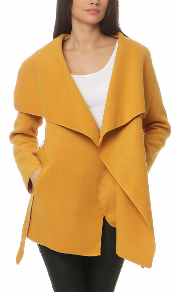 Mantel kurz mit Wasserfall Schnitt Coat 3041 (dunkelgelb)