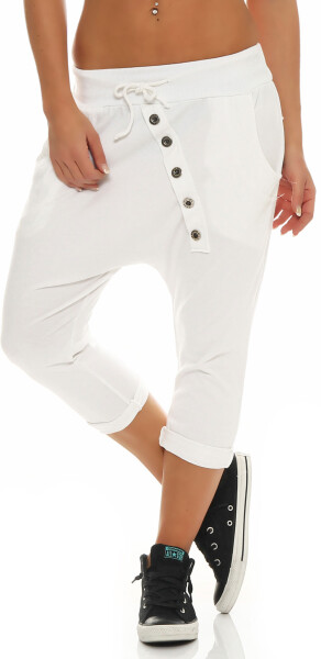 kurze Hose mit Knopfleiste Baggy 8015 (weiß)