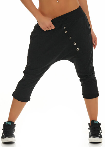 kurze Hose mit Knopfleiste Baggy 8015 (schwarz)