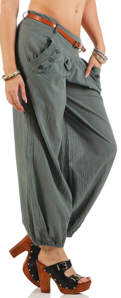 Chino Hose in Unifarben Pumphose 6017 (oliv, S)