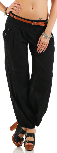 Chino Hose in Unifarben Pumphose 6017 (schwarz, M)