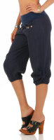 Capri Hose aus Leinen Stoffhose 6302 (dunkelblau, L)