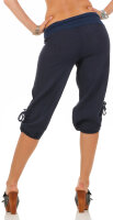 Capri Hose aus Leinen Stoffhose 6302 (dunkelblau, L)