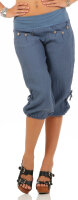 Capri Hose aus Leinen Stoffhose 6302 (jeansblau, S)
