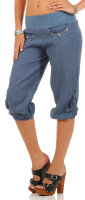 Capri Hose aus Leinen Stoffhose 6302 (jeansblau, S)