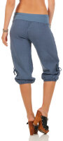 Capri Hose aus Leinen Stoffhose 6302 (jeansblau, S)