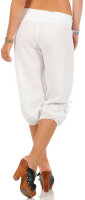 Capri Hose aus Leinen Stoffhose 6302 (weiß, M)