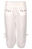 Capri Hose aus Leinen Stoffhose 6302 (weiß, M)