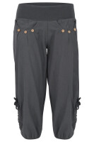 Capri Hose aus Leinen Stoffhose 6302 (dunkelgrau, S)