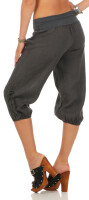 Capri Hose aus Leinen Stoffhose 6302 (dunkelgrau, M)