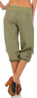 Capri Hose aus Leinen Stoffhose 6302 (oliv, L)