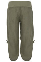 Capri Hose aus Leinen Stoffhose 6302 (oliv, L)