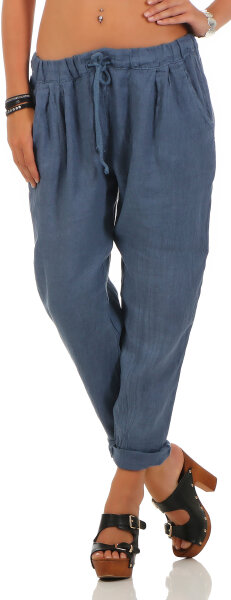 Stoffhose aus Leinen Chino 6816 (jeansblau, M)
