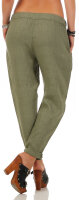 Stoffhose aus Leinen Chino 6816 (oliv, S)