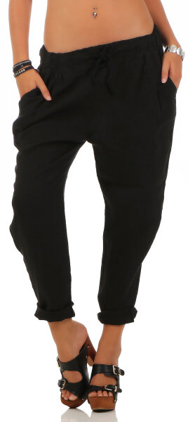Stoffhose aus Leinen Chino 6816 (schwarz, S)