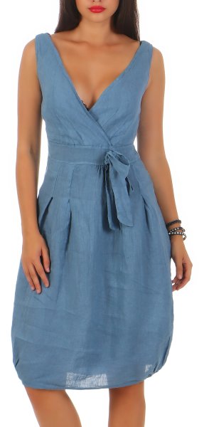 Leinenkleid Strandkleid klassisch 8147 (jeansblau, XL)