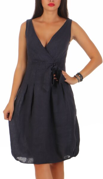 Leinenkleid Strandkleid klassisch 8147 (dunkelblau, S)