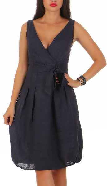 Leinenkleid Strandkleid klassisch 8147 (dunkelblau, XL)