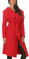 Mantel lang mit Wasserfall Schnitt Coat 3040 (rot)