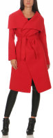 Mantel lang mit Wasserfall Schnitt Coat 3040 (rot)