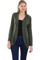 Strickjacke lang meliert Weste 5021 (oliv)