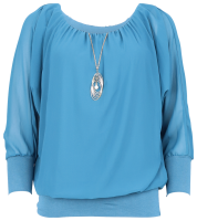 Bluse mit passender Kette 1133 (petrol)