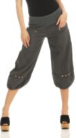 Capri Hose aus Leinen in Unifarben 1575 (dunkelgrau, S)
