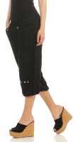 Capri Hose aus Leinen in Unifarben 1575 (schwarz, S)
