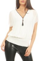 kurzarm Bluse im Fledermaus Look 6298 (weiß)