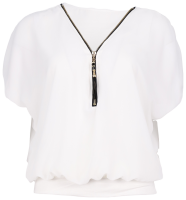 kurzarm Bluse im Fledermaus Look 6298 (weiß)