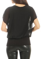 kurzarm Bluse im Fledermaus Look 6298 (schwarz)