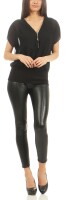 kurzarm Bluse im Fledermaus Look 6298 (schwarz)