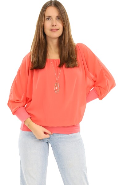 Bluse mit passender Kette 1133 (coral)