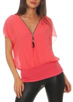 kurzarm Bluse im Fledermaus Look 6298 (coral)