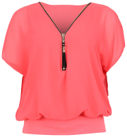 kurzarm Bluse im Fledermaus Look 6298 (coral)