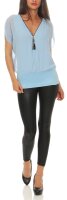 kurzarm Bluse im Fledermaus Look 6298 (hellblau)